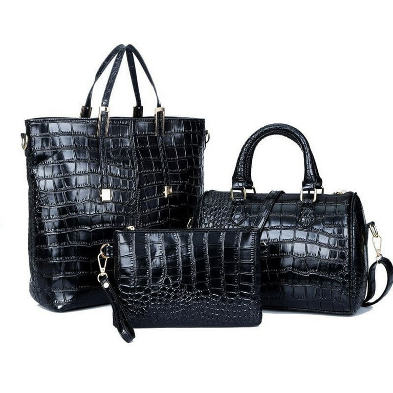 CoCopeaunt Fashion PU Leather Women Handbags Composite Bags Luxury Designer Crocodile Pattern 3 Pieces Sets Shoulder Bag Elegant Tote Bag Walmart