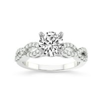 3 Carat IGI Certified Round Shape Lab Grown Diamond Engagement Ring | 14K White Gold | Lorene Twisted Shank Lab Diamond Ring | FG-VS1-VS2 Quality Friendly Diamonds
