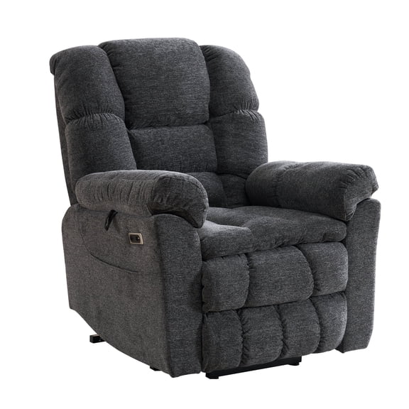 Triple Motor Power Lift Recliner Chair for Elderly with Heat and Massage,Lay Flat Lift Chair with Electric Adjustable Headrest, Infinite Position,Extended Footrest,Dark Gray