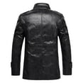 thumbnail image 4 of DeHolifer Men's Outwear Jacket Stand Collar Long Sleeve Solid Color PU Button Jacket Winter Coat for Men Black M, 4 of 4