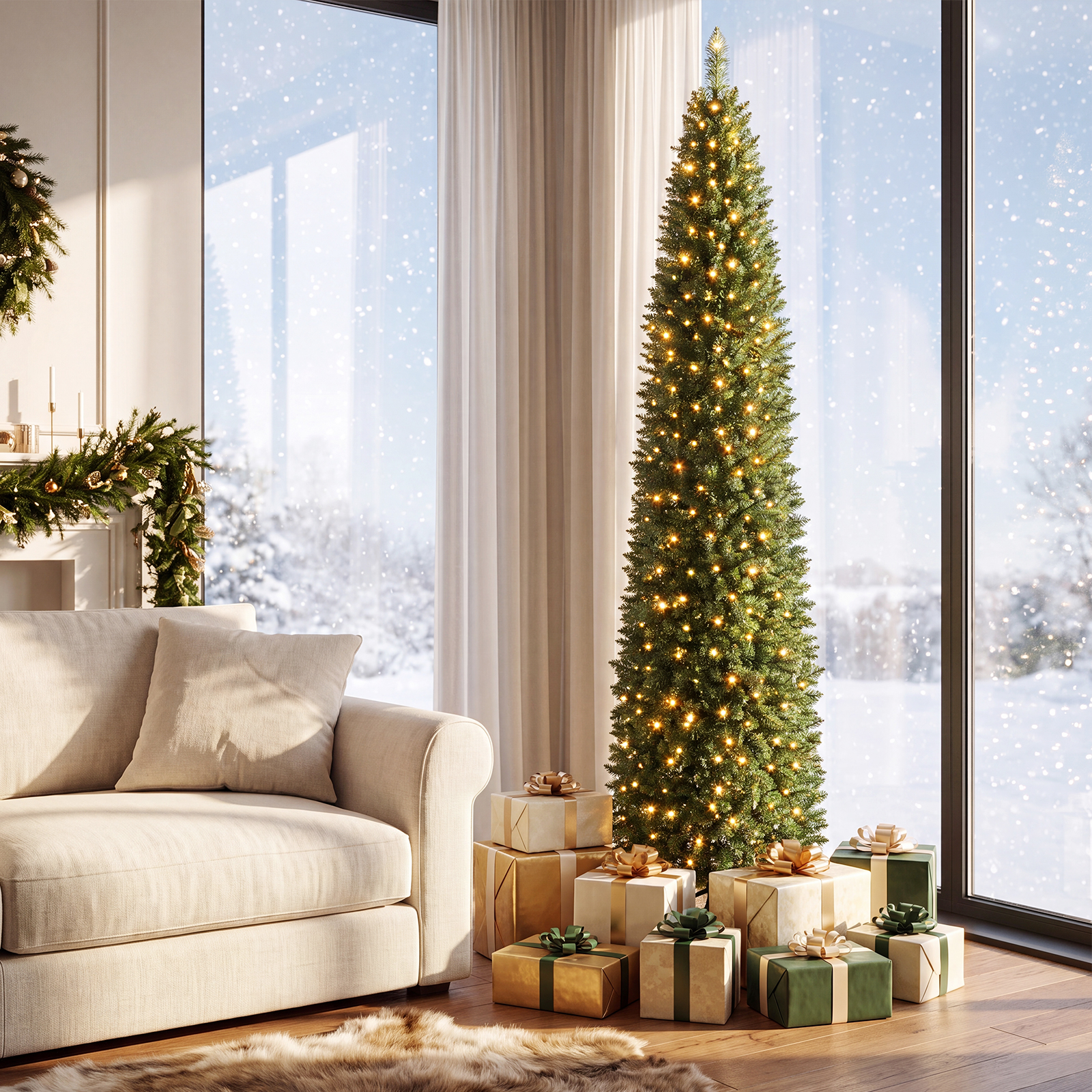 Costway 7 Ft Pre-Lit Pencil Christmas Tree with 200 LED Lights photo 6