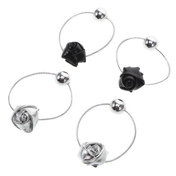 WHAMVOX 4 Pcs Rose Flowers Hair Ties Floral Hair Elastics Bands Fancy Hair Flowers Headband Ring Scrunchies Ponytail Holders Decorative Accessories For Women Girls