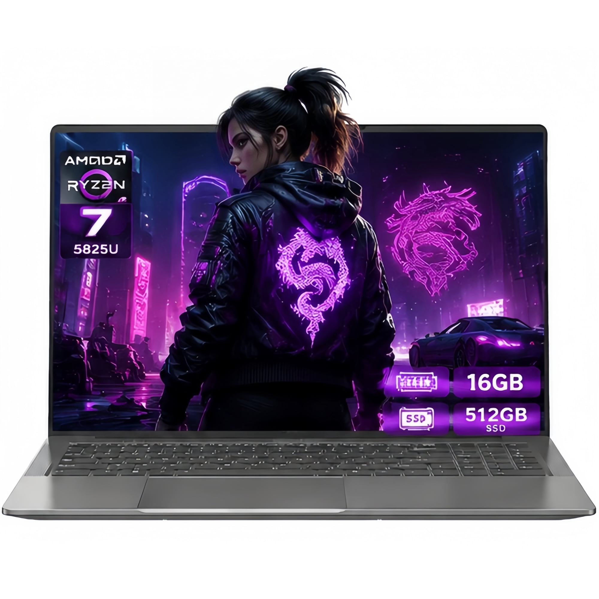 Gaming Laptop 15.6 FHD , AMD Ryzen 7 5825U, 16GB RAM, 512GB SSD, Windows 11PRO, Graphite, Backlit KB, Gray