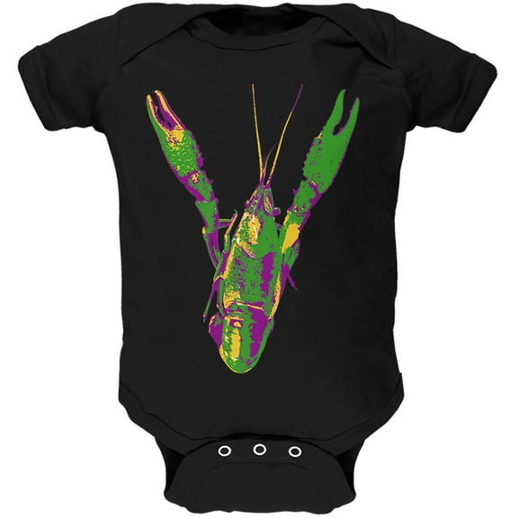 Mardi Gras Crawfish Soft Baby One Piece Black 6 Month