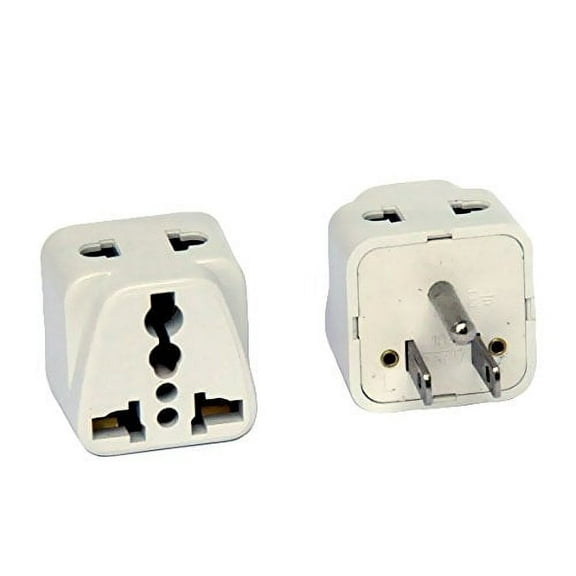 VCT VCT VP-206W Universal Grounded 2-Outlet Plug Adapter for USA and Canada, Converts Plugs from Any Country to USA