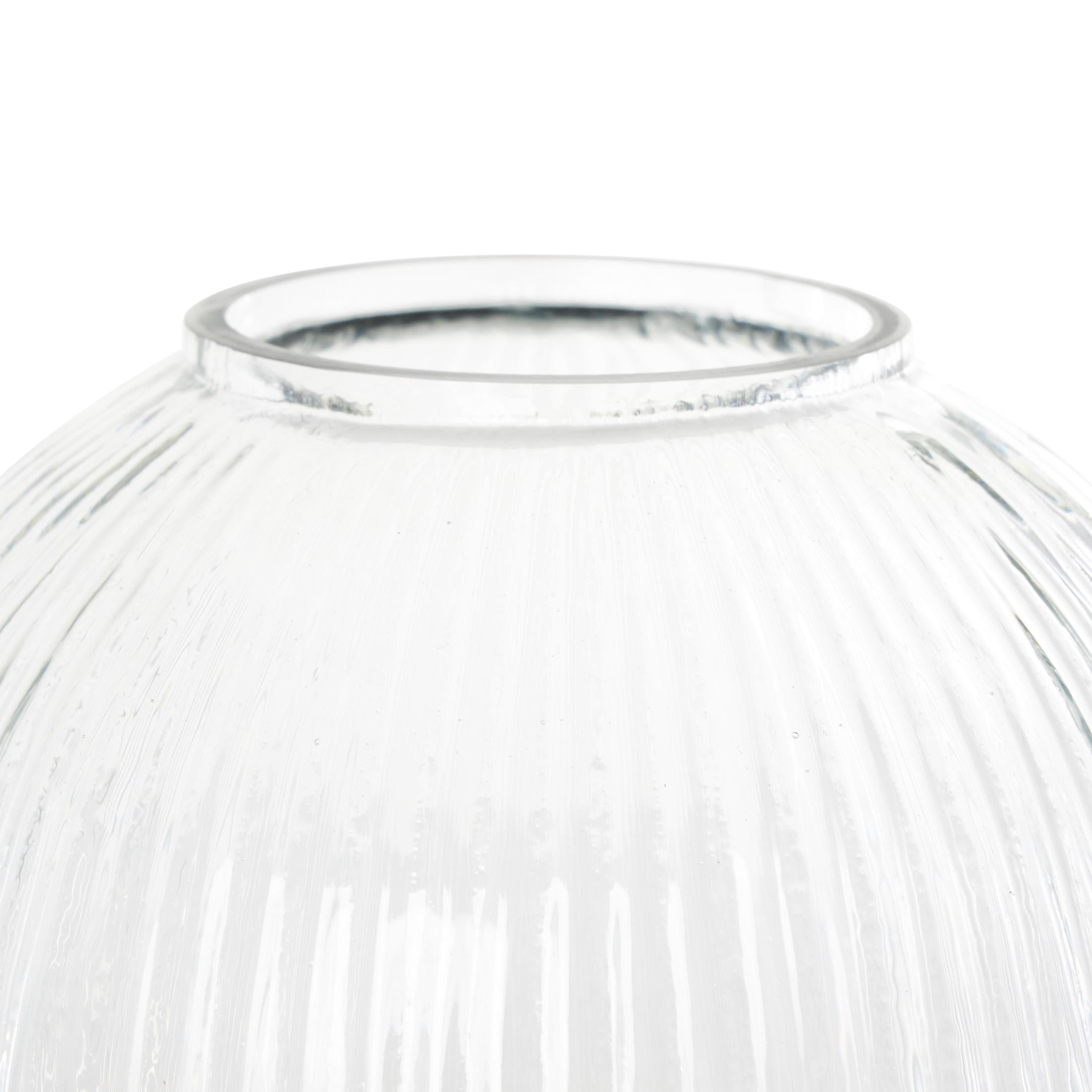 DecMode 14" Ribbed Glass Vase
