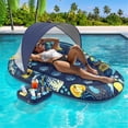 thumbnail image 1 of Sunikko X 3-In-1 Pool Floats Lounge Inflatable Pool Floats For Adults With Canopy And Cup Holder Flower Star Style, 1 of 5