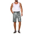 thumbnail image 2 of INSPIRE CHIC Men's Straight Leg Club Rave Party Metallic Sparkly Sequin Shorts 30 Silver, 2 of 6