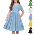 thumbnail image 1 of Teen Girls Dresses Summer Flutter Sleeve Smocked Dress Elegant A-Line Casual Sundress for Kids Ages 5-12 ,Sie:150, 1 of 4