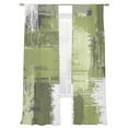thumbnail image 2 of Sage Green Abstract Semi Sheer Curtains 96 Inch Length 2 Panels Set, Modern Mottled Art Oil Painting Sheer Kitchen Curtain Privacy Voile Window Curtain for Living Room Bedroom Rod Pocket Drapes, 2 of 7