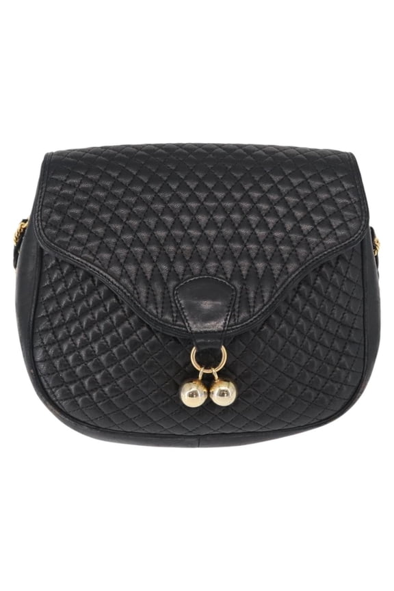 Pre-Owned Bally Vintage Shoulder Bag Leather Black Leather Shoulder Bag Bag