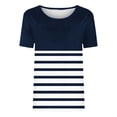 thumbnail image 4 of Aqestyerly Haut à Manches Courtes en Solde, Blouse Mode Décontractée Imprimée Col en V pour Printemps/été/marine(L), 4 of 4
