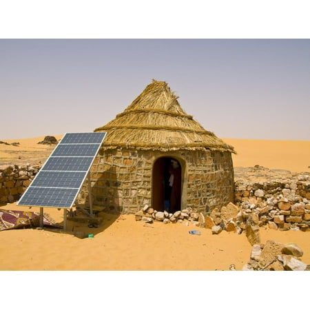 Traditional House With a Solar Panel in the Sahara Desert, Algeria, North Africa, Africa Print Wall Art By Michael