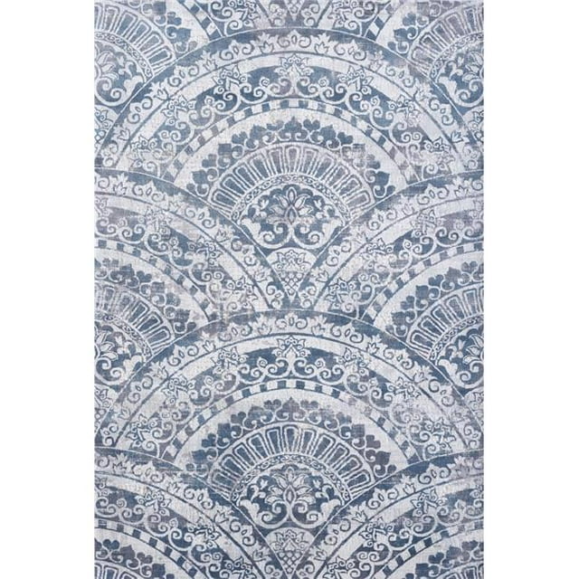 Dynamic Rugs MO7101670115 6 ft. 7 in. x 9 ft. 6 in. Mosaic 1670 Rectangle Contemporary Area Rug - 115 Cream, Grey & Blue