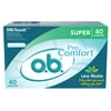 o.b. Pro Comfort Applicator-Free Tampons, Unscented, Super, 40 Ct