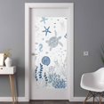 thumbnail image 2 of Blue Coastal Privacy Window Film,Decorative Frosted Glass Window Film,Summer Beach Turtle Coral Starfish Jellyfish Reusable Peel and Stick Static Cling for Home Bathroom Office Glass Door 35.4"x78.7", 2 of 8