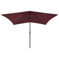 thumbnail image 2 of Parasol SKM con luces LED y poste de acero rojo burdeos 2 m x 3 m, 2 of 9