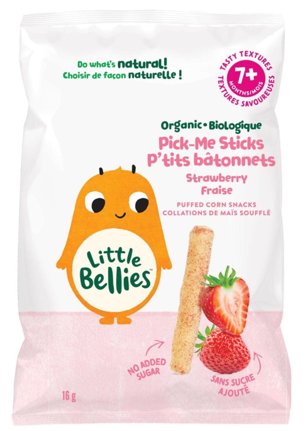Little Bellies P'tits Batonnets à la Fraise Collations De Mais Souffle 7+ Mois, 16gr Little Bellies Biologique P'tits Batonnets Fraise Collations De Mais Souffle 7+ Mois, 16gr