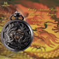 thumbnail image 2 of Reloj de bolsillo retro de hombre con cadena, dragón de cuerda manual analógico, fénix, esqueleto, romano JFHHH pequeña, 2 of 5