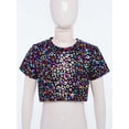 thumbnail image 4 of Haitryli Girls Glittery Crop Tops Jazz Dance Performance Dancewear Modern Steeetwear Round Neck Hip Hop Clothes Black 3-4, 4 of 7