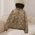 thumbnail image 5 of jtjvou Quilted Jackets for Women Zip Up Hooded Winter Coats Lightweight Loose Puffer Padded Outerwear with Pockets Coffee L, 5 of 7