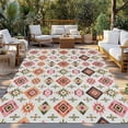 thumbnail image 2 of Boho Geometric Outdoor Rug for Patio/Deck/Porch, Non-Slip Large Area Rug 5 x 7 Ft, Modern Abstract Art Ethnic Rhombus Indoor Outdoor Rugs Washable Area Rugs, Reversible Camping Rug Carpet Runner, 2 of 8
