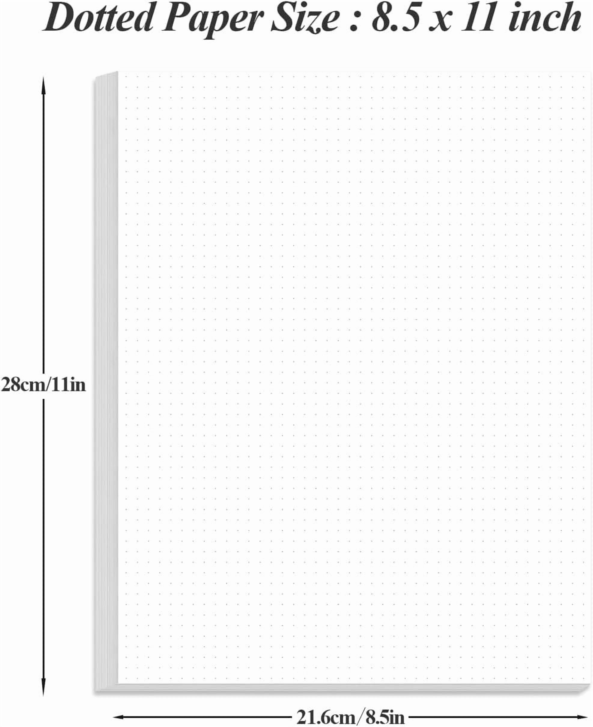 Unpunched Dotted Paper, Letter Size 100Sheets / 200Pages Loose-Leaf Paper, 100gsm White Paper, 8.5'' x 11''