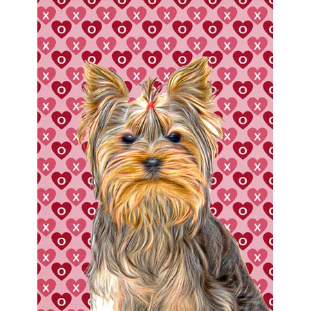 Hearts Love and Valentine's Day Yorkie / Yorkshire Terrier Flag Garden Size KJ1191GF