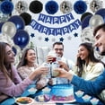 thumbnail image 3 of Dos juegos en total, decoraciones de cumpleaños para hombres, decoraciones de fiesta de cumpleaños azul marino, pancarta de feliz cumpleaños para niños, niñas, hombres, suministros de decoración de fi, 3 of 5