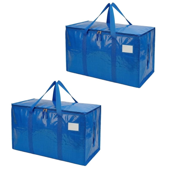 Extra Large Blue Moving and Storage Bags 2 Pack, Heavy Duty Water Resistant Totes with Wide Zipper, for Moving College Packing Home Organizing