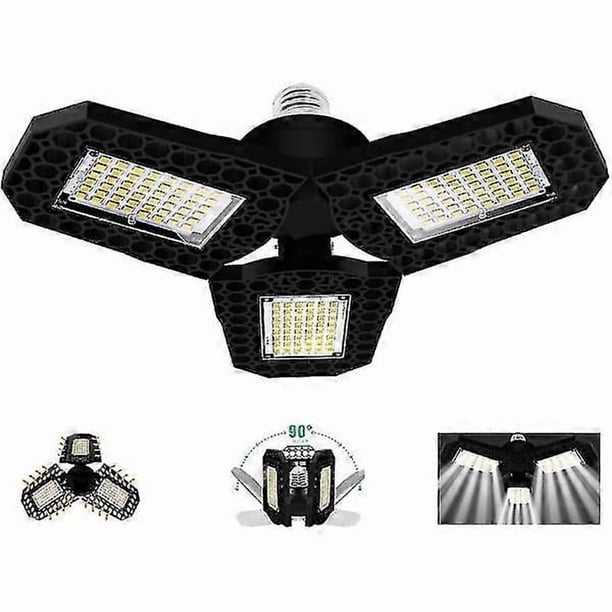 40W LED Garage Lamp, E27 Deformable Ceiling Light with 3 Dimmable Panels, Cold White, for Garage, Workshop, Warehouse