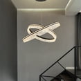 thumbnail image 3 of Modern 2-Ring Black LED Chandelier, Dimmable Pendant Light with Remote, Adjustable Height Ceiling Fixture for Kitchen Island, Dining Room, Bedroom, 3 of 7