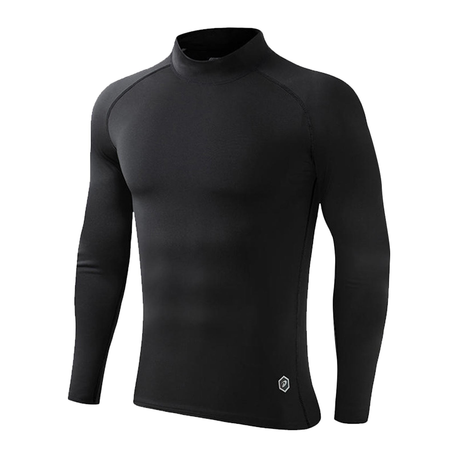Povozer Boys Compression Thermal Shirt Long Sleeve Fleece Base Layer Undershirts(Black 10-11)
