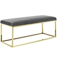 thumbnail image 2 of Modway Anticipate Velvet Fabric Upholstered Contemporary Modern Bench and Ottoman With Gold Black Stainless Steel Frame in Gold Gray, 2 of 5