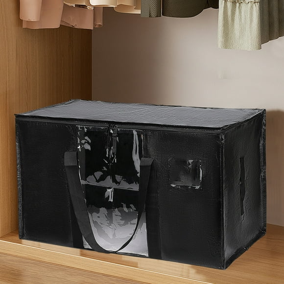 Bolsa organizadora de mudanzas de tejido de polietileno verde de gran capacidad | Asas de mano gruesas | Almacenamiento plegable, lavable y reutilizable | Doble protección contra mareas para mantener