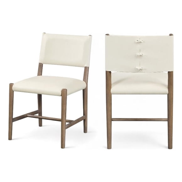 Meridian Furniture Chaise de Salle à Manger en Cuir Végétalien Crème Andie (Ensemble de 2)