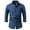 Dark Blue, variant on Men's Long Sleeve Washed Denim Shirt Jacket Lapel Collar Single Chest Pocket Button Down Casual Work Shacket Outerwear Dark Blue S