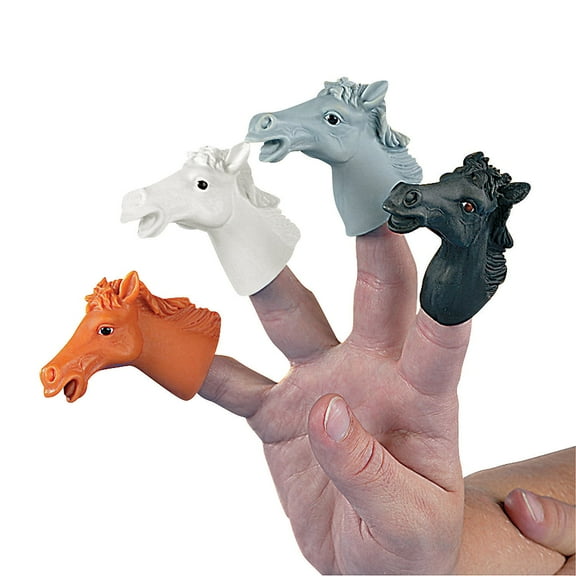 Fun Express Vinyl Horse Finger Puppets – Colorful Party Favors for Kids – Ideal for Birthdays Events and Celebrations – Fun Interactive Toy for Creative Play and Learning – 12 Pieces