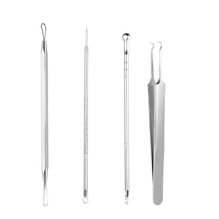 4Pcs Stainless Steel Blackhead Extractor Tool Facial Comedone Acne Blemish Remover Kit Treatment