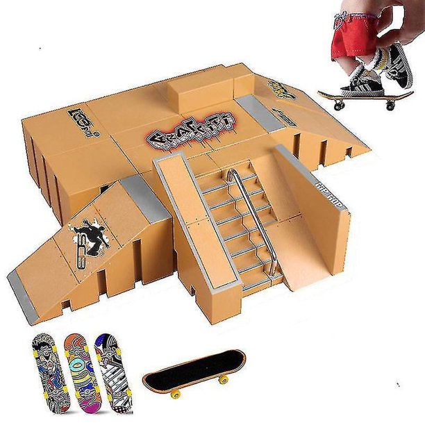 Mini tabla de patinaje con los dedos de aleación, juguetes combinados para niños, monopatín, pista de rampa, juego de juguetes educativos (hy)