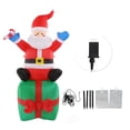 thumbnail image 1 of Decoración navideña para exteriores, Papá Noel inflable con luz LED de 1,80 m, sentado en una caja de regalo, enchufe estadounidense de 100-240 V, 180 cm, 1 of 8