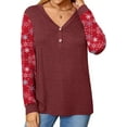 thumbnail image 2 of ANYJOIN Womens Button Up Long Sleeve Henley Tunic Tops V-Neck Casual Color Block Sweatshirt, 2 of 4