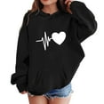 thumbnail image 2 of Jinhomg Baby Kids Sweatshirt Cute Heart Print Hooded Pullovers Boys Girls Comfy Fall Sweatshirts with Kangaroo Pocket Black 3 Years, 2 of 4