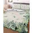 thumbnail image 3 of Quilts Twin Size, Eucalyptus Soft Comforter Bedding Set for Bed, Farmhouse Flower Plant Sage Green Country Lightweight Quilted Bedspread with Pillow Cover(2 Pieces) for All Season, 68x86 Inch, 3 of 6