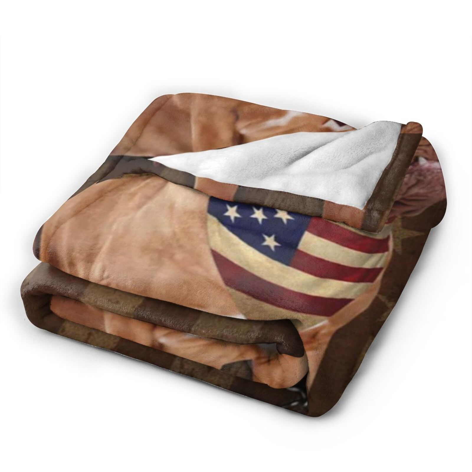 Wijzvio Dogue De Bordeaux Dog With Vintage American Flag Throw Blanket Soft Fuzzy Fleece Blanket For Couch Bed Living Room Decoration 50"X40"