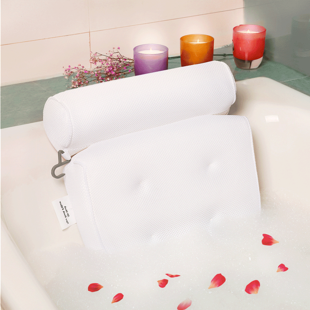 Luxury Home Spa Bath Pillow Deep Cushions Cradle Head and Neck, Hug