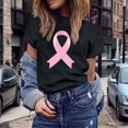 thumbnail image 1 of UANWENN T-shirts Décontractés pour Femmes avec Imprimé de Ruban de Sensibilisation au Cancer, Manches Courtes, Col Rond, Style Basique pour un Usage Quotidien, Hauts Légers Décontractés à Manches Courtes pour Femmes, Haltérophilie, 1 of 4