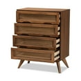 thumbnail image 3 of Baxton Studio Barrett Mid-Century Modern Walnut Brown Finished Wood and Synthetic Rattan 4-Drawer Chest, 3 of 7