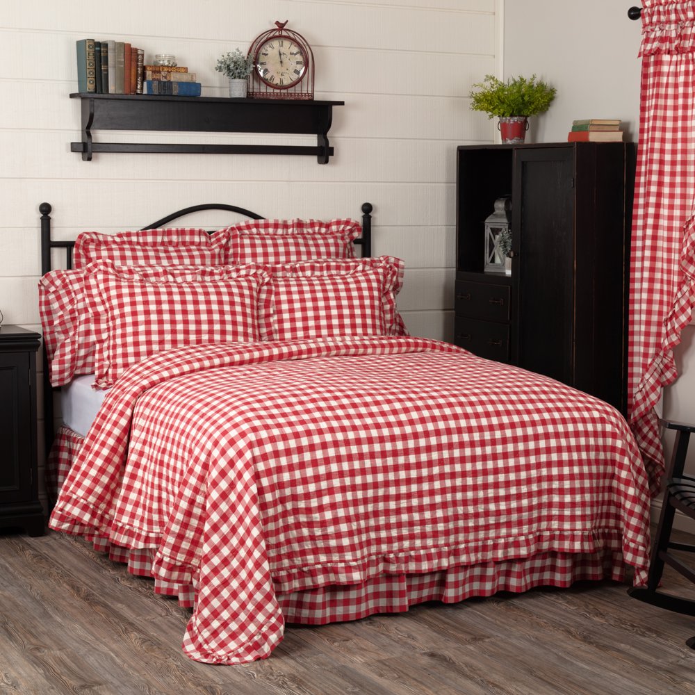 Country Red Farmhouse Bedding Jenna Buffalo Check Cotton PreWashed