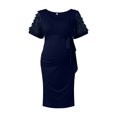 thumbnail image 4 of Robes Formelles Grande Taille Femmes Allaitement Robe Fournisseur Robe de Maternité Manches Courtes en Maille Robe Traînante Grande Taille Robe d'Invitée de Mariage BU2 m, 4 of 6